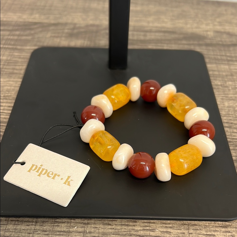 Piper K Red Agate Dyed Quartz Beaded Bracelet 38$